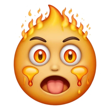 i want emoji face not with burning hair but with burning eyes and also the emoji should look like it is vomiting sticker