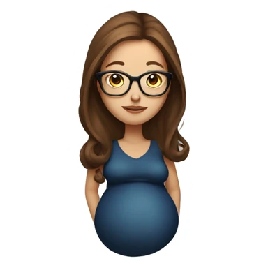 Pregnant White woman with long brown hair and glasses sticker