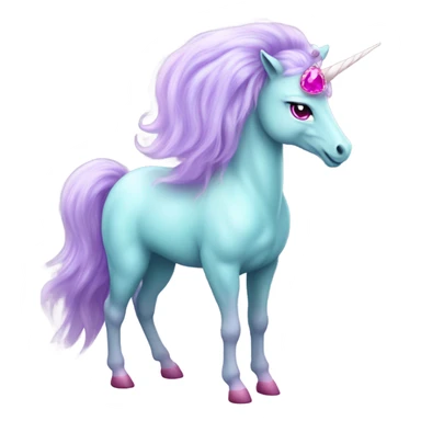 Pale lavender unicorn with bright pink hair and turquoise eyes with gemstone hooves  sticker