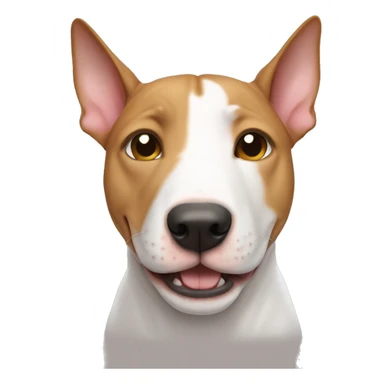 Bullterrier dog caramel color with a british shorthair cat sticker