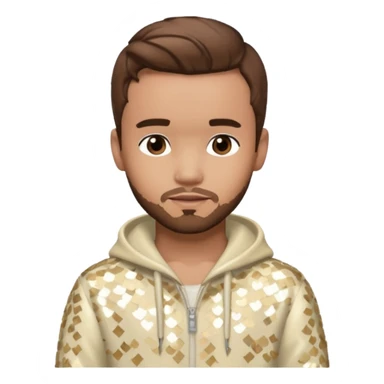 Liam Payne from One Direction with light skin, brown hair, cream sequin outfit sticker