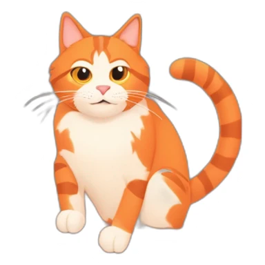 a cartoon cat sitting on a tree branch, in the style of gritty reportage, light red and orange, minimalist cartooning, tangled forms, petcore sticker