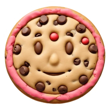{
    "type": "object",
    "look": "chocolate chip cookie man, round chips, baked surface, front view",
    "description": "a cookie man made of chocolate chip dough, with visible chips and soft edges"
  } sticker