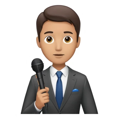 Vavinews Man, news reporter with microphone and suit sticker