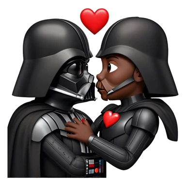 Darth Vader kissing face with red heart sticker