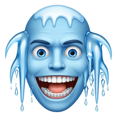 Shivering blue face with chattering teeth and icicles sticker