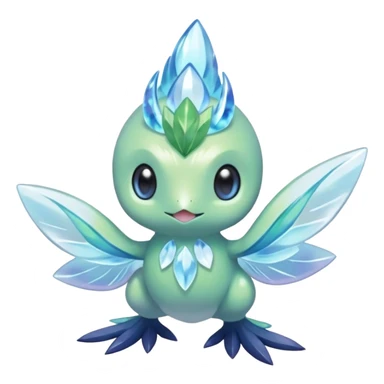 elemental icy floral ethereal glacial Axew-Rufflet-Brionne-Celebi-Pokémon-Fakémon-hybrid-creature sticker