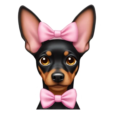 black tan pinscher big ears girly pink bow sticker