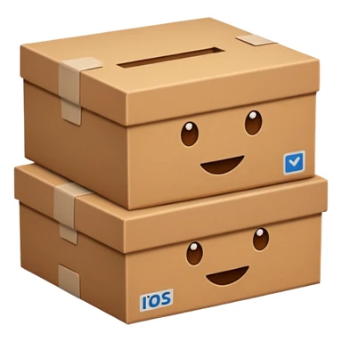 emoji of three classic brown boxes sticker