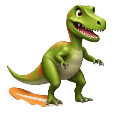 Dinosaur riding a surfboard sticker