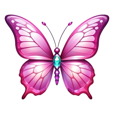 pink shiny sparkly iridescent crystal butterfly  sticker
