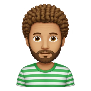 Cuban guy with curly haur and beard with a shirt of green stripes  sticker