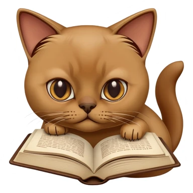 Burmese cat eating book sticker