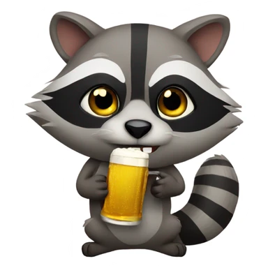 Raccoon with a beer sticker