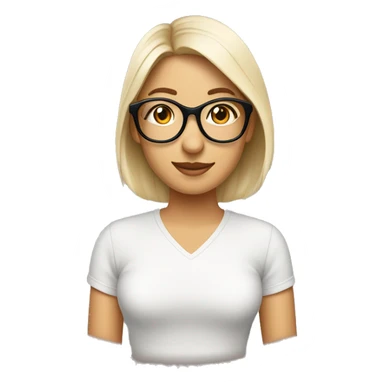 diseñadora grafica pelinegra lisa  y con gafas ojos cafes de tez blanca sticker