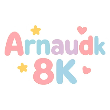 logo for 'Arnaud8K' using playful, rounded lettering and a vibrant color palette sticker