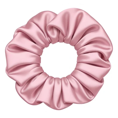 Soft pastel pink silk scrunchie, minimal composition sticker