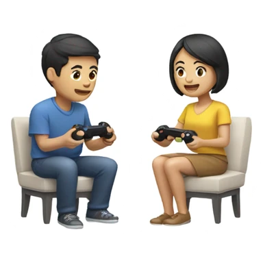 Asian Couple playing video games sticker