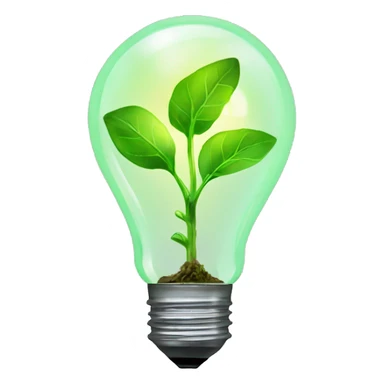 a plant sprout inside a glowing idea lightbulb sticker