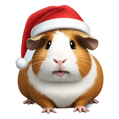 Guinea pig wearing a Santa hat sticker