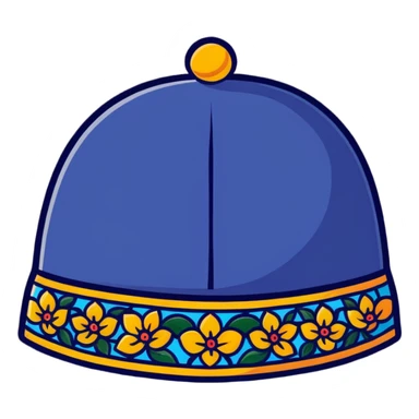 Colorful Uzbek doppa hat with floral patterns sticker