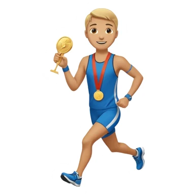 crea un emoji estilo whatsapp o emoji de iphone, de un corredor con cara casada pero feliz por su medalla sticker