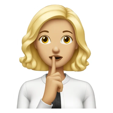 blonde woman holding finger under nose sticker