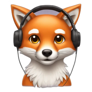 fox with headphones love sticker