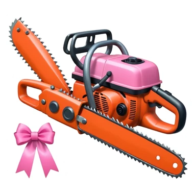 simple icon of a chainsaw with a pink bow sticker