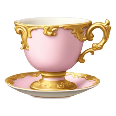 Light pink and gold vintage rococo coffee cup  sticker