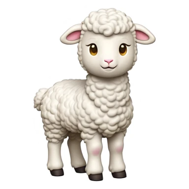 cinematic-[lamb]-realistic-full-body-standing-emoji,-tail-flicking-lazily,-head-tilted-dramatically,-curly-[white]-fur,-simplified-yet-realistic-focused-features,-highly-detailed,-glowing-with-an-almost-sarcastic-glow sticker