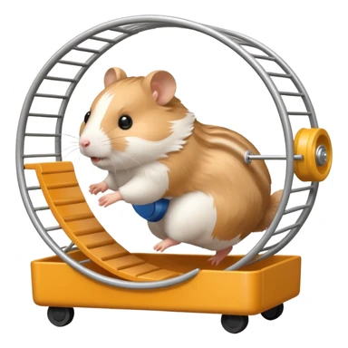 Hamster in plastic cage with hamster wheel sticker