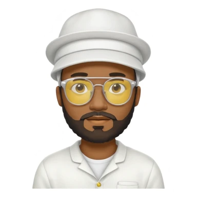 black male bee keeper with beard, white hat and yellow glasses, white outfit,  sticker
