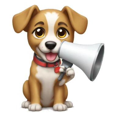 a aussie puppie holding a megaphone sticker