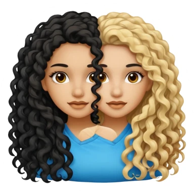 split dye leftside blonde rightside black long curly hair, pretty Latina  bratz baddie sticker
