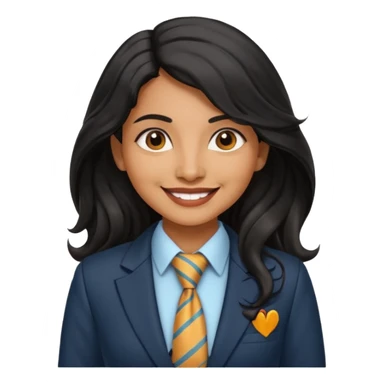 wavy long black haired indian woman with tie and blazer sticker