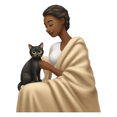 pretty woman petting cat in beige blanket sticker