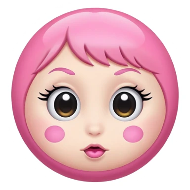 pink ball with big eyelashes and big cheeks sticker