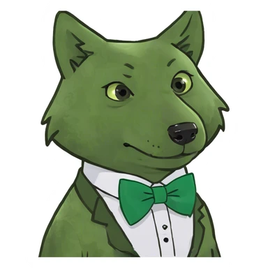 Wolf wearing a bow sticker