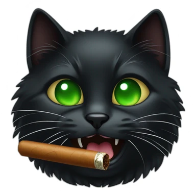 black cat with green eyes and a cigar in his mouth sticker