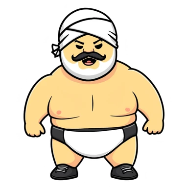 White skin fat guy with black durag, beard and mustache in wrestling singlet sticker