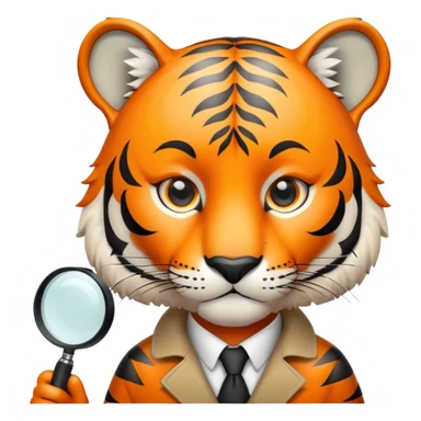 Tiger detective with magnifying glass sticker