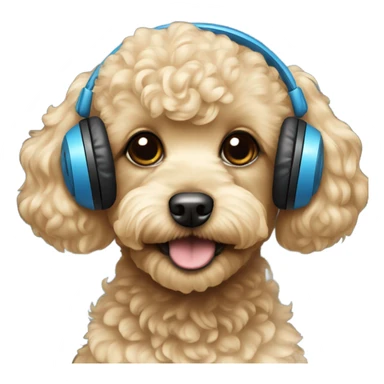Blonde toy poodle with headphones on sticker
