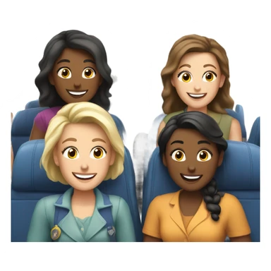 Group of 6 Caucasian women riding in a airplane  sticker