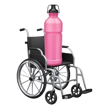 Pink water bottle sitting on a wheelchair with cars   sticker