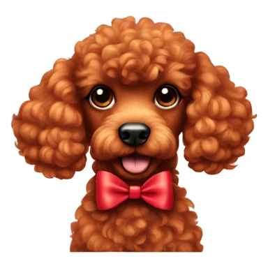 Red poodle with a bow  sticker