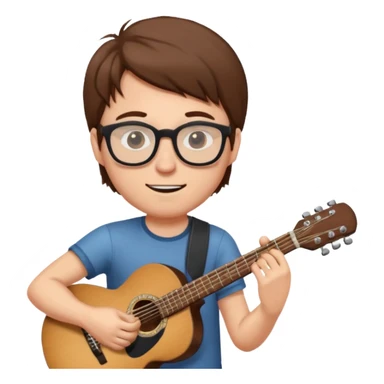 white Guy with glasses with brown hair playing a guitar sticker