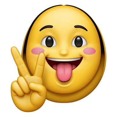 A yellow emoji face sticking it’s tongue between it’s fingers making a peace sign sticker