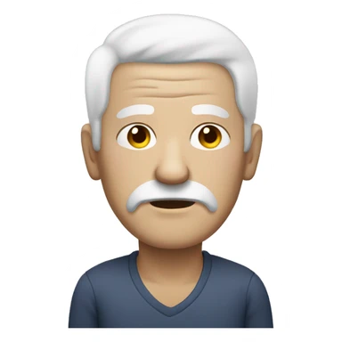 old man with white hair and no facial hair and sleepy round facw sticker