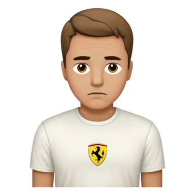un homme portant un tee shirt ferrari blanc triste  sticker